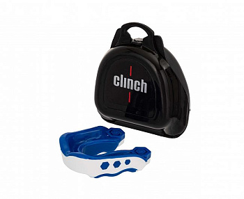 C503 Капа одночелюстная Clinch Prime Triple Layer Mouthguard бело-прозрачно-синяя (размер Senior)