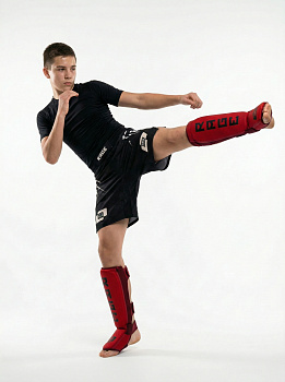 Защита голень-стопа Rage Союз ММА Росии красный неопрен