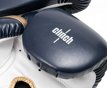 C184 Перчатки боксерские Clinch Contender темносине-бело-золотые