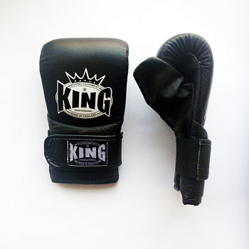 KING, KTBGV1-CT, Перчатки снарядные липучка, черные, кожа