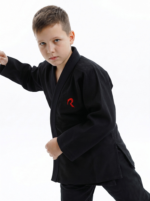 Кимоно детское джиу-джитсу Puncher Black (без пояса)