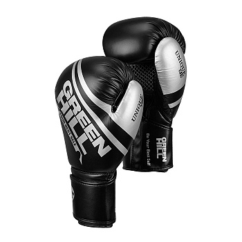 BGU-2308 Боксерские перчатки UNIQUE черно-серебристые
