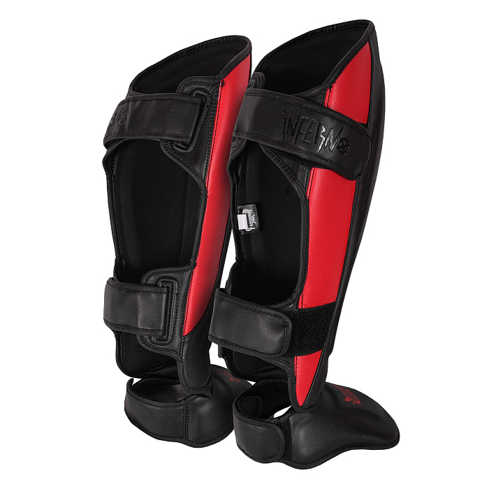 Защита голень-стопа FLAMMA Inferno (микрофайбер, черный/красный) 