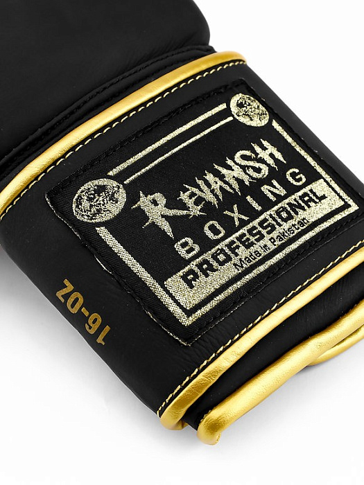 Боксерские перчатки REVANSH PRO, черно-золотой, натуральная кожа