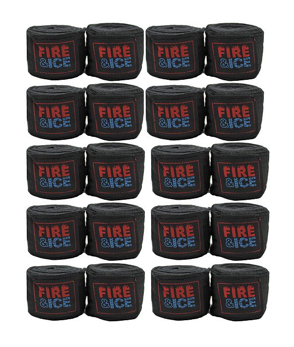 Бинты боксерские FIREICE эластик, черные 4 м