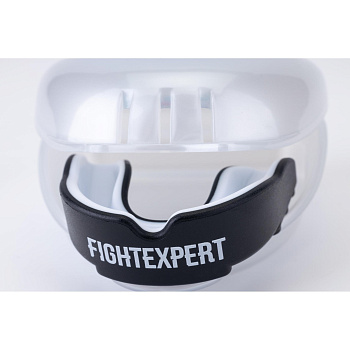 Защита рта (капа) FIGHT EXPERT ФКР с футляром (гель, резина, до 11, Черный/белый)