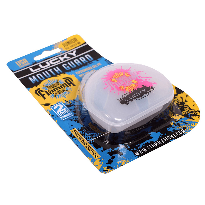 Защита рта (капа) детская FLAMMA - Lucky BLUE с футляром (резина, гель, детский, Белый/синий) 
